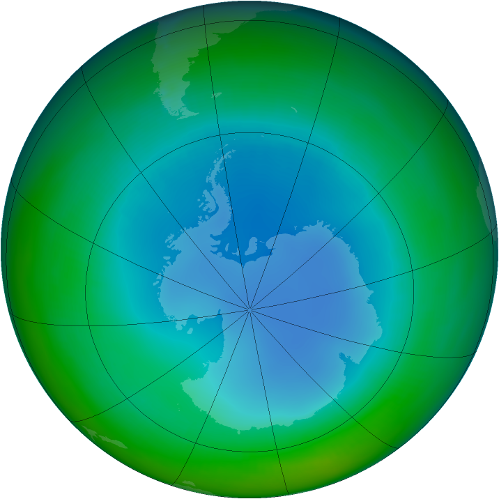 Antarctic ozone map for July 2000